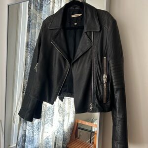 J Brand Black Lamb Leather Moto Jacket